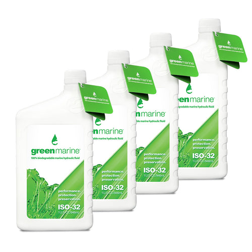 Power-Pole 4-Pack of Green Marine ISO-32 Hydraulic Fluid (1 qt Bottles)